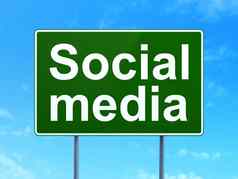 社会媒体概念社会媒体路标志背景