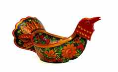 俄罗斯木画碗形状wood-grouse鸟孤立的
