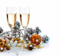香槟眼镜圣诞节庆祝活动