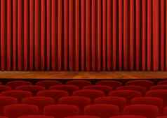 剧院座位红色的窗帘
