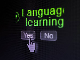 教育概念头灯泡图标语言学习数字电脑屏幕