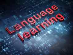 教育概念红色的语言学习数字背景