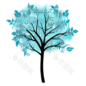 观赏蓝色的树插图