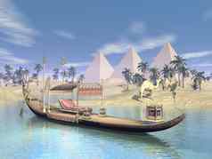 埃及神圣的驳船宝座渲染