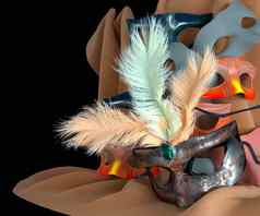 金属狂欢节面具羽毛面具背景