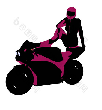 女体育骑摩托车的人插图轮廓