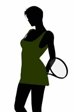女网球球员插图轮廓