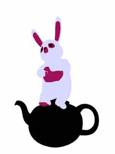 白色兔子轮廓插图