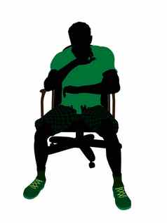非洲美国网球球员坐着椅子插图轮廓