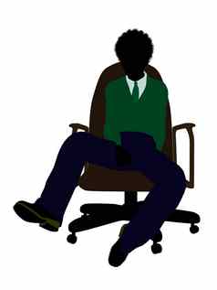 非洲美国学校男孩坐着椅子轮廓