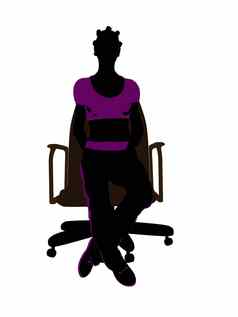 非洲美国女锻炼坐着椅子轮廓