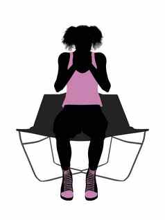 女运动员坐着休息室椅子插图轮廓