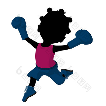 非洲美国拳击手女孩插图轮廓