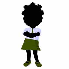 非洲美国学校女孩插图轮廓