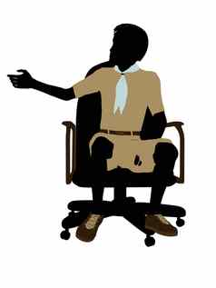 非洲美国博伊斯科特坐着椅子插图轮廓