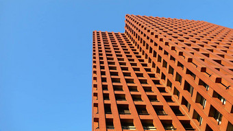 现代红色的颜色楼上建筑