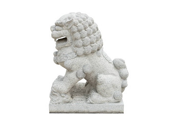 中国人帝国狮子雕像孤立的白色背景