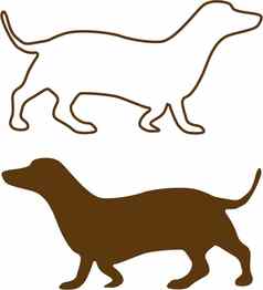 插图勾勒出达克斯猎犬棕色（的）轮廓孤立的