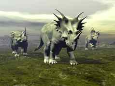 styracosaurus恐龙走渲染