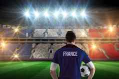 复合图像法国足球球员持有球