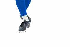 足球球员蓝色的袜子