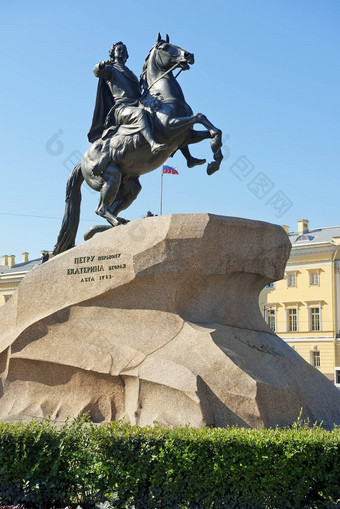 青铜骑马马术雕像彼得伟大的圣彼得堡