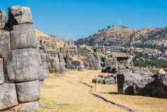 Sacsayhuaman废墟秘鲁安第斯山脉库斯科秘鲁