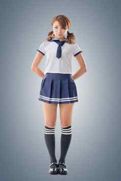 日本风格学校女孩水手西装