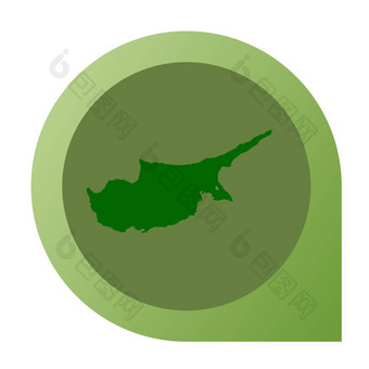 孤立的塞浦路斯地图标记<strong>销</strong>