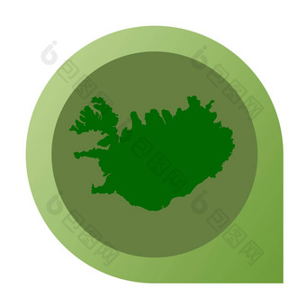 孤立的冰岛地图标记<strong>销</strong>