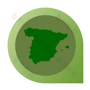 孤立的西班牙地图标记<strong>销</strong>