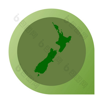 孤立的新西兰地图标记<strong>销</strong>