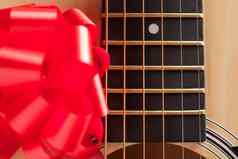吉他字符串红色的丝带