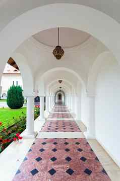 拱形柱廊走廊sambata其修道院特兰西瓦