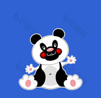 熊猫蓝色的背景
