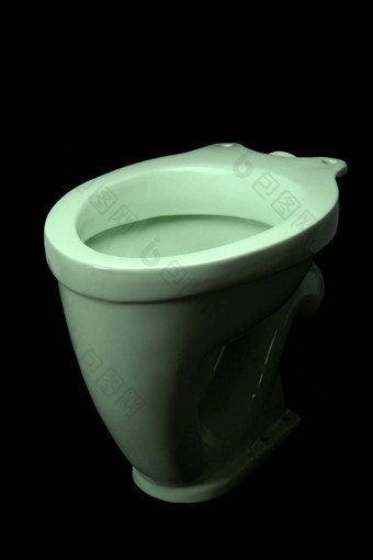 光绿色厕所。。。碗孤立的黑色的背景