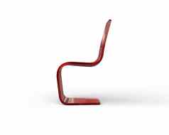 现代红色的塑料椅子孤立的白色背景一边视图