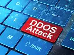 安全概念DDoS攻击电脑键盘背景