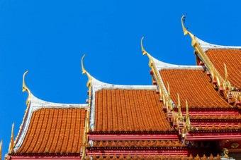 传统的泰国风格粉刷AmpAmp龙木雕刻鼓膜泰国屋顶寺庙什么本查马波皮特杜西瓦纳拉姆曼谷泰国