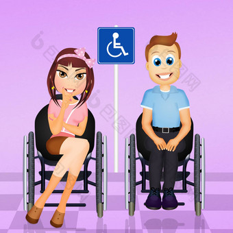 男人。女人轮椅轮椅