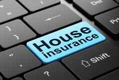 保险概念房子保险电脑键盘背景