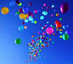色彩斑斓的气球飞行天空聚会，派对