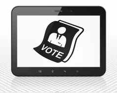 政治概念平板电脑电脑投票显示