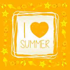 爱夏天迹象广场框架黄色的画标签