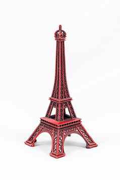红色的埃菲尔铁塔塔模型孤立的白色背景