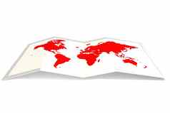 红色的世界地图