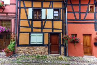 木制的房子eguisheim街<strong>阿尔萨斯</strong>法国