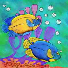 色彩斑斓的水族馆鱼