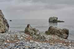 岩石海滩海岸爱琴海海