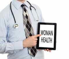 医生持有平板电脑女人健康